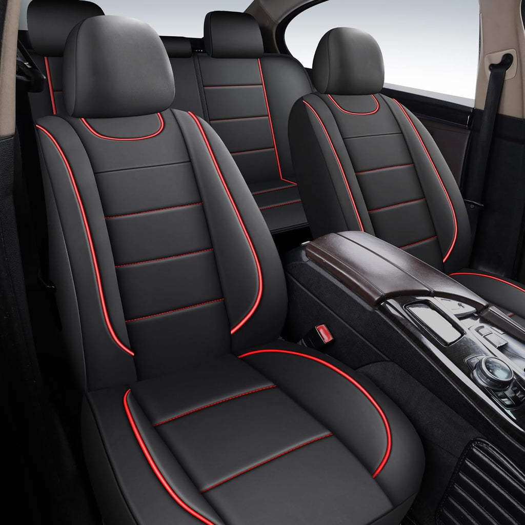 Car Seat Covers, Quilting Leather Seat Covers Full Set, Waterproof Faux Leather Automotive Seat Covers for Cars