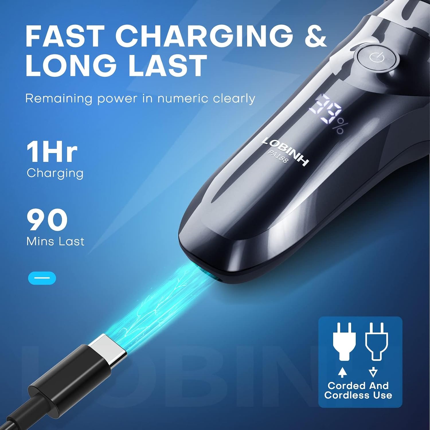 Electric Shaver for Men, 100% Washable Rotary Shaver, Men's Electric Razor | Rechargeable Waterproof, Wet & Dry