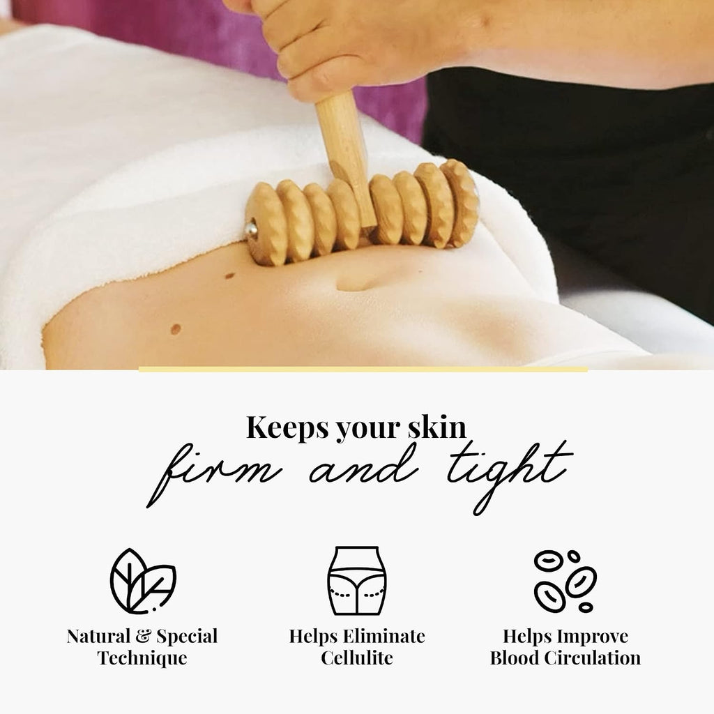 T-Shape Massager with Grooved Rollers, Multi-Functional Body Roller for Cellulite Reduction, Eases Muscle Tension and