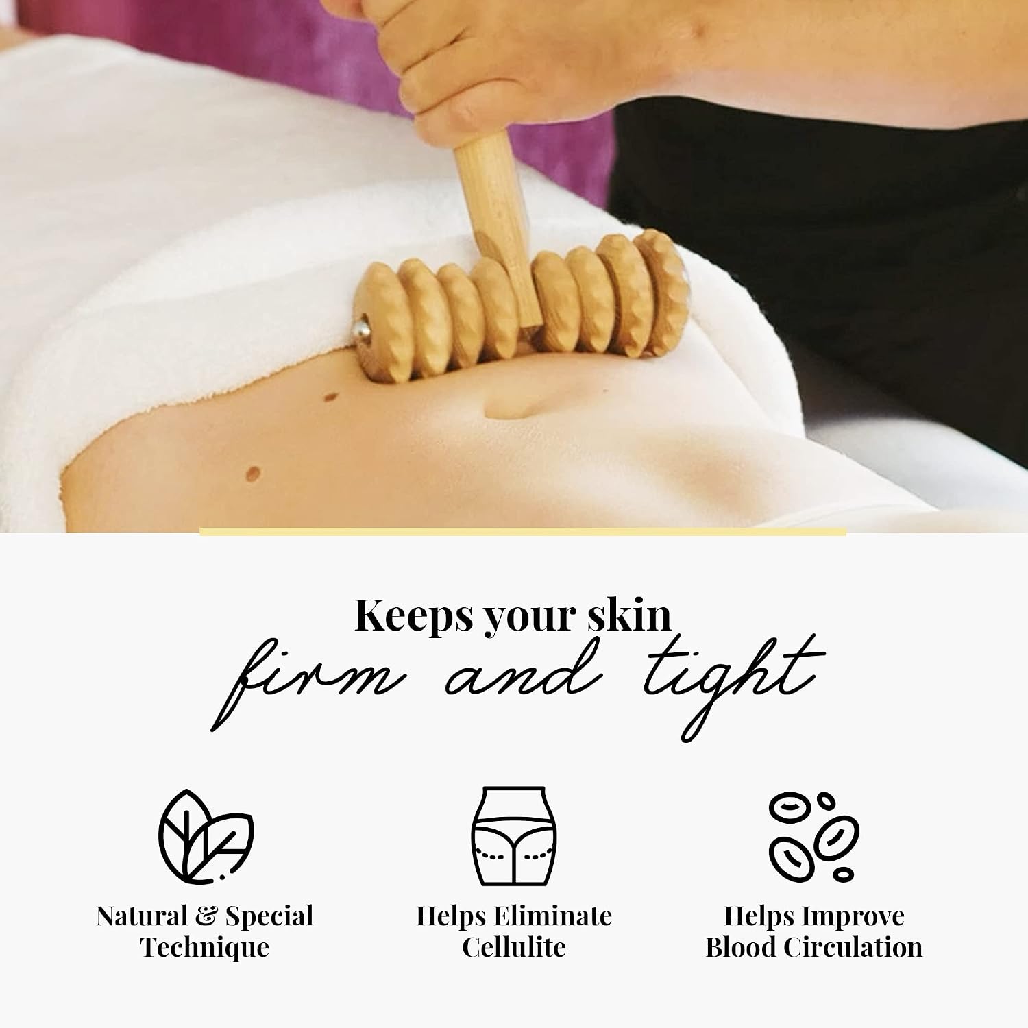 T-Shape Massager with Grooved Rollers, Multi-Functional Body Roller for Cellulite Reduction, Eases Muscle Tension and