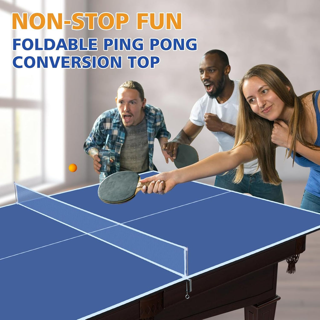 7/8/9Ft Mid-Size Ping Pong Conversion Top, Foldable & Portable Table Tennis Table Top with Net, No Assembly Needed