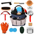 Horse Grooming Kit 13 Piece, Complete Horse Brushes & Grooming Supplies Set with Organizer Bag, Curry Comb, Hoof