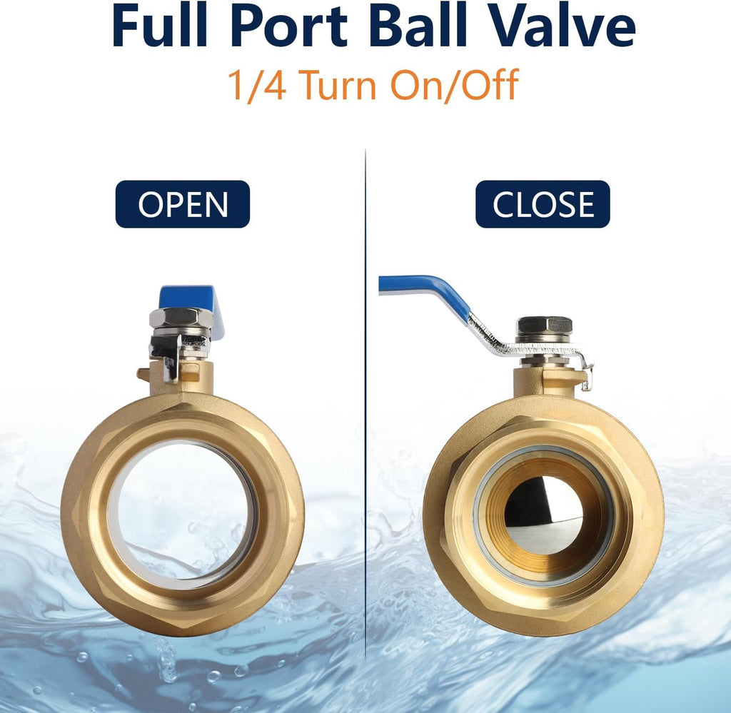 WiseWater 1" NPT Full Port Brass Ball Valve, UPC Certified, 1 Pc