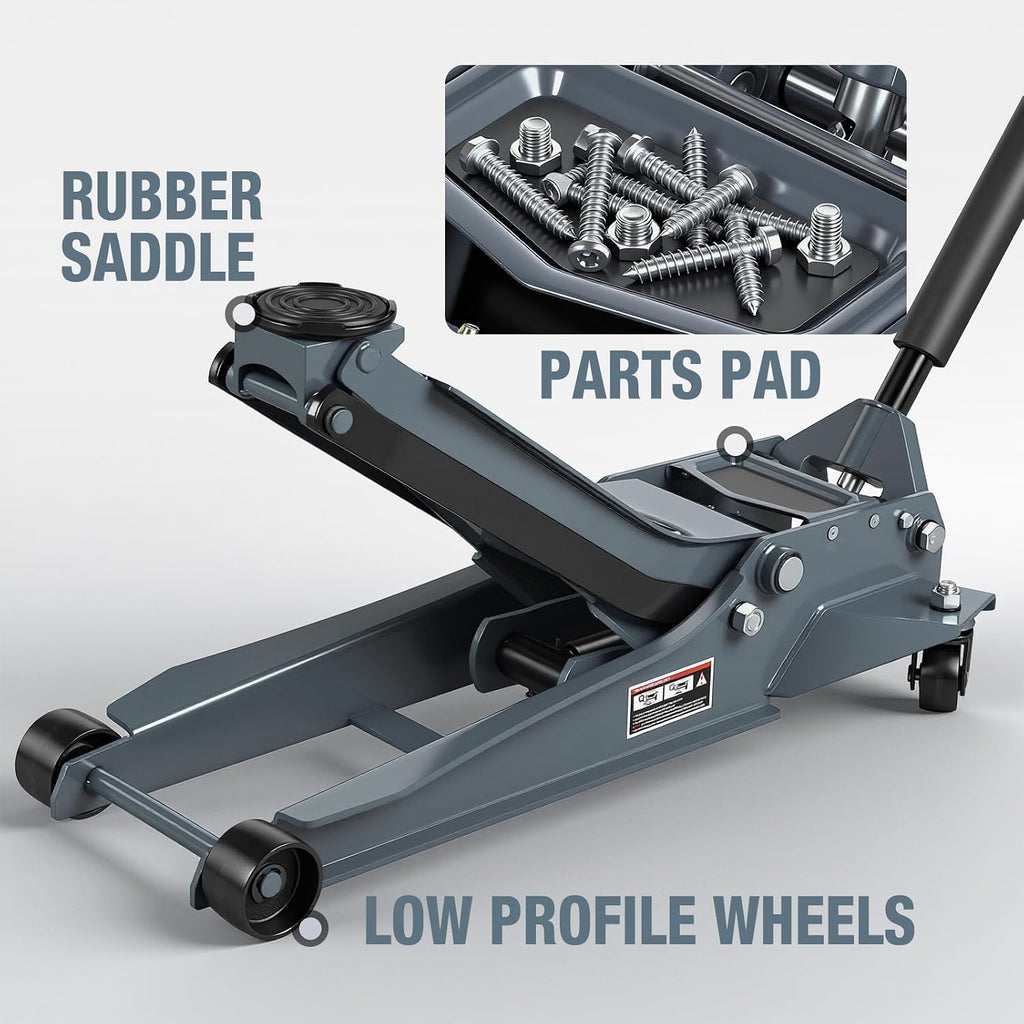 3 Ton Extra Long Reach Floor Jack Hydraulic Low Profile Floor Jack with Dual Piston Quick Lift Pump, Home and