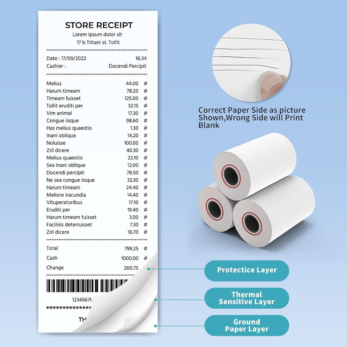 3-1/8" Thermal Paper Rolls - 10 Rolls x 230ft, Compatible with Star Micronics, Epson, IBM & POS Receipt Printers |