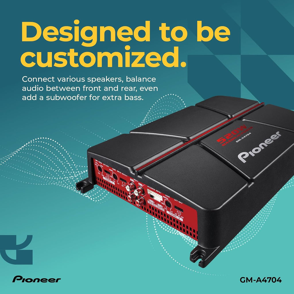 GM-A4704 520W Max Class AB Bridgeable 4-Channel Car Amplifier | Variable High-Pass Filter