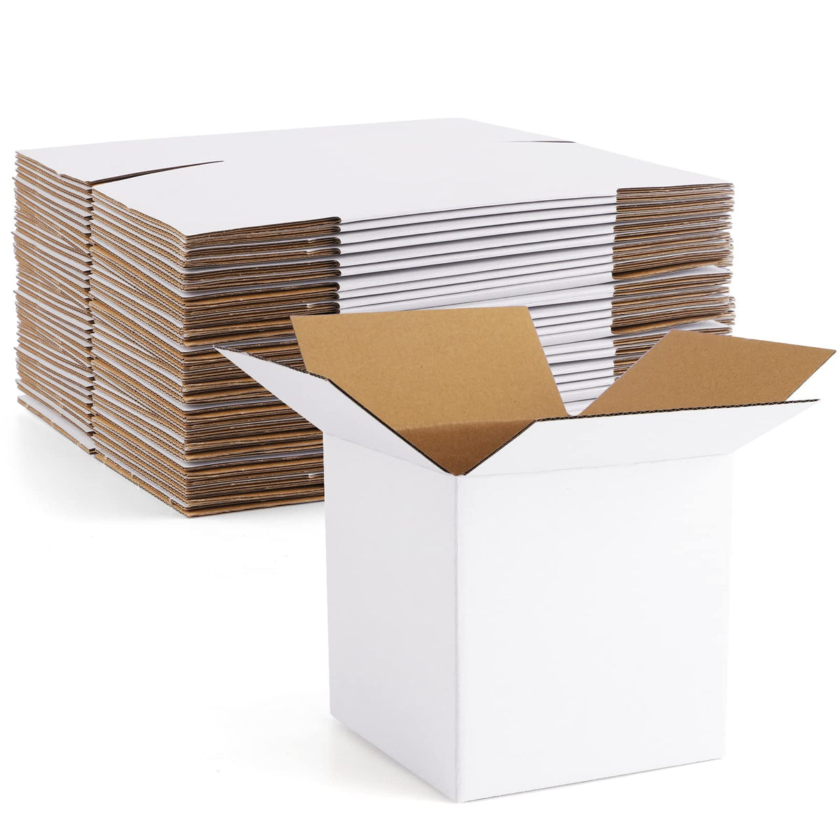 5x5x5" Cardboard Box Mailers 25 Pack White Cube Corrugated Small Shipping Boxes for Mailing