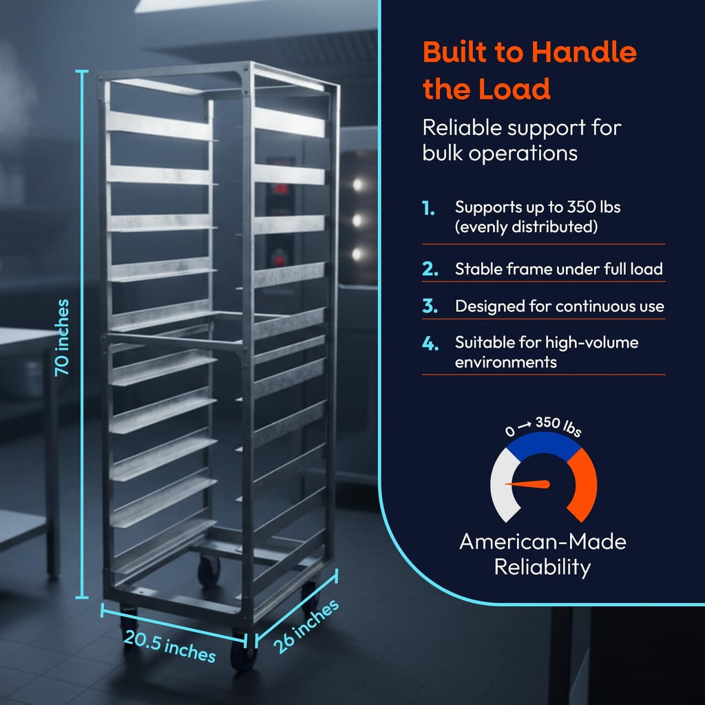 10 Tier Sheet pan Rack 6" Spacing Aluminum Pan Rack, Heavy-Duty Rack for Electronics & Pharma, Mobile Clean Room Rack