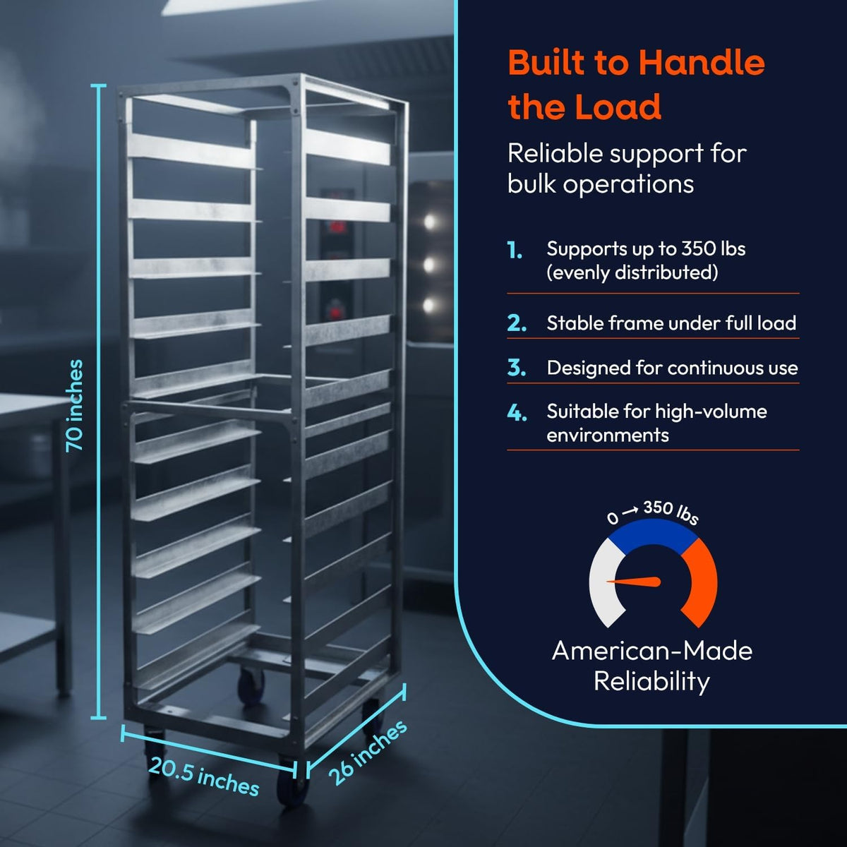 10 Tier Sheet pan Rack 6" Spacing Aluminum Pan Rack, Heavy-Duty Rack for Electronics & Pharma, Mobile Clean Room Rack