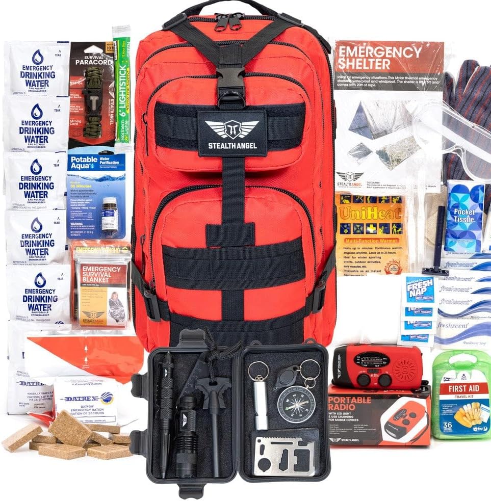 Survival - 72 Hour Family Emergency Kit - 1-5 Person Survival Bag for Earthquakes, Hurricanes, and Other Natural
