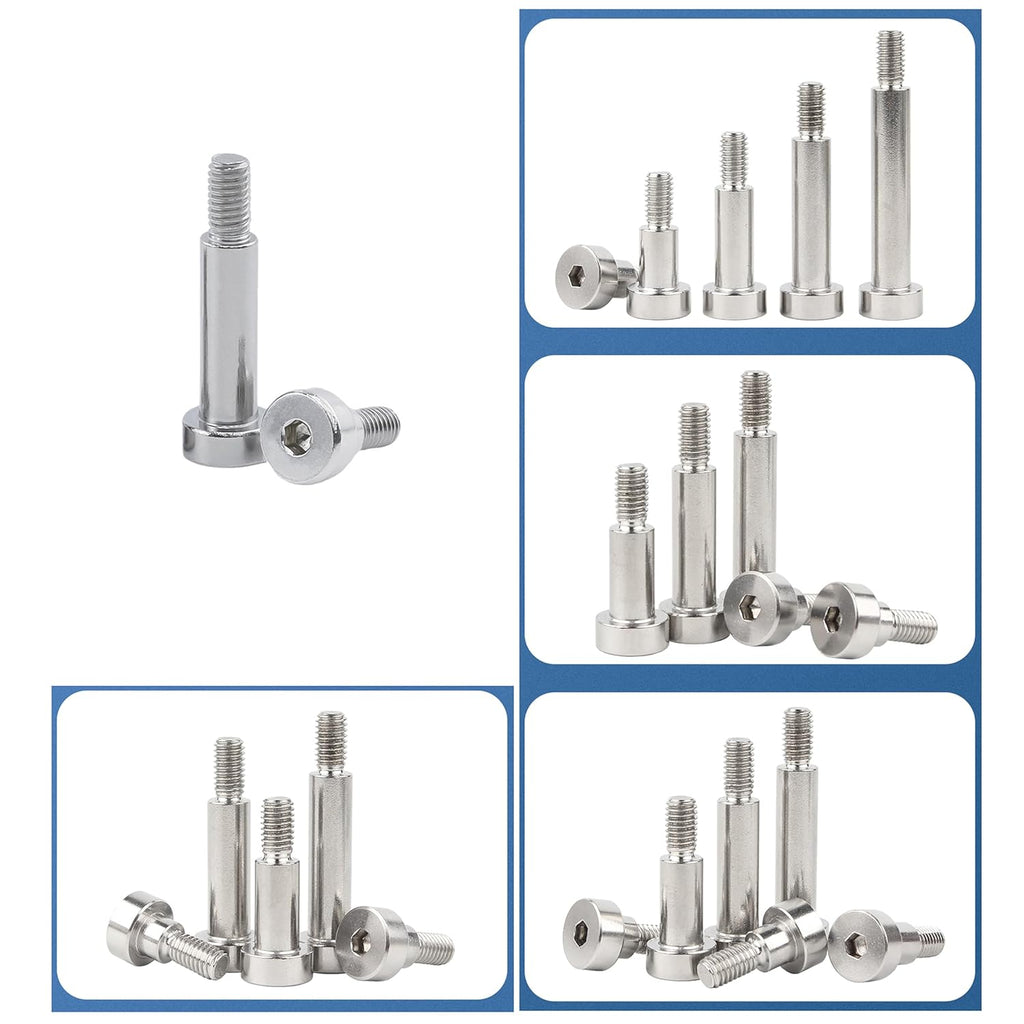 15pcs Hex Socket Shoulder Bolt, 8mm x M6 x 20mm Hex Socket Shoulder Bolt, 304 Stainless Steel (Silvery)