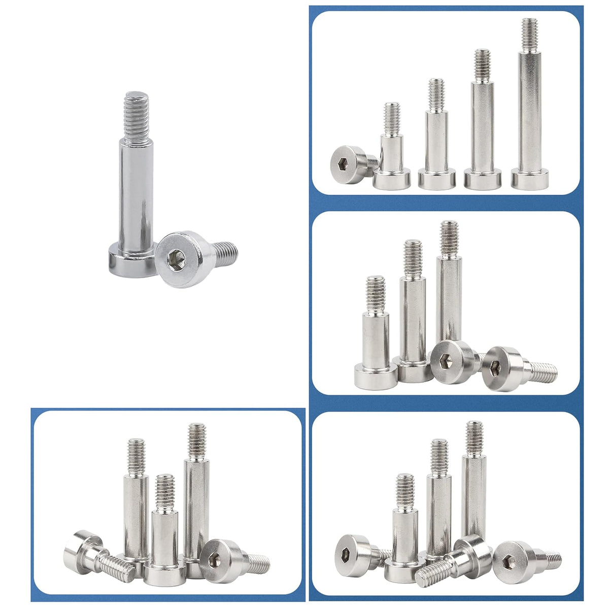30pcs Hex Socket Shoulder Bolt, 4mm x M3 x 10mm Hex Socket Shoulder Bolt, 304 Stainless Steel (Silvery)
