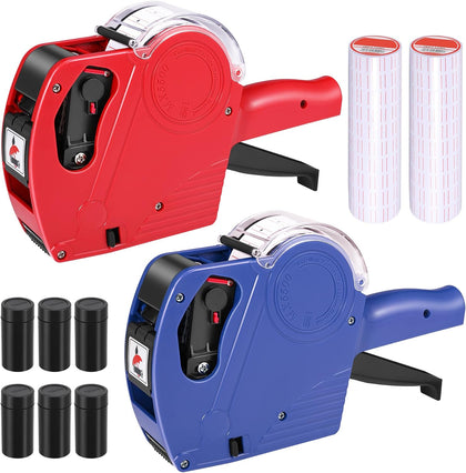 MX-5500 2-Pack Price Tag Gun, 8-Digit with 11,000 Labels & 8 Rollers | 1-Line Pricing Gun Kit for Retail Store