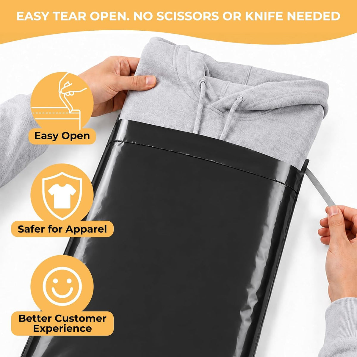 Poly Mailers 14.5x19 50Pcs Black Large Shipping Bags for Clothes