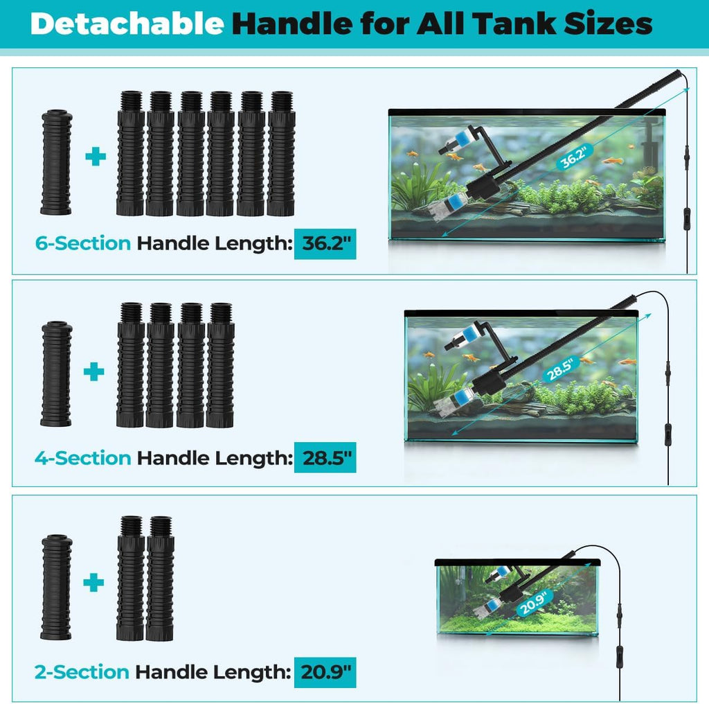 Electric Aquarium Gravel Cleaner, 8 in 1 Automatic Fish Tank Cleaning Tools Gravel Vacuum for Aquarium, for Change