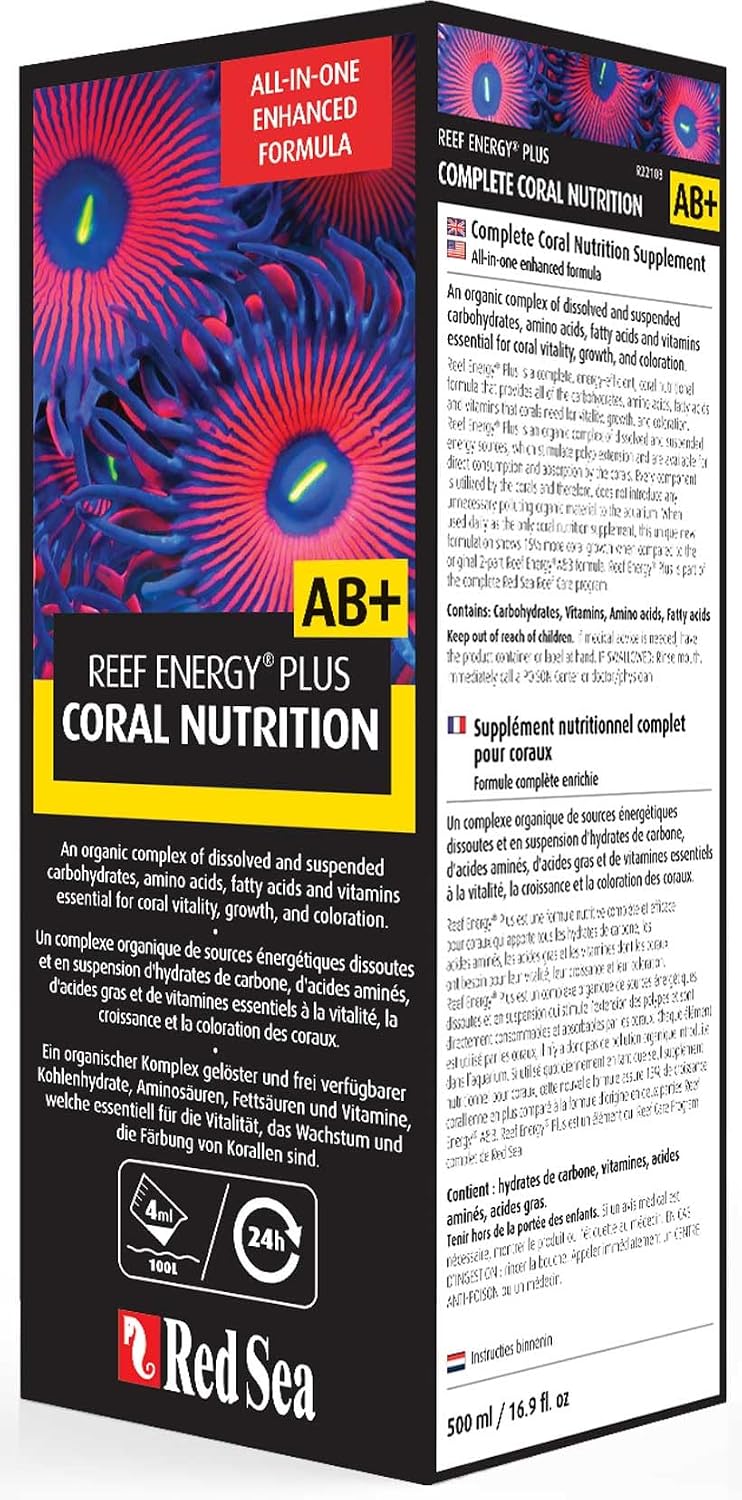 Reef Energy Plus 500ml (AB+) All in One Coral Food for Saltwater Aquarium Marine Reef Tanks | Food for Soft, LPS