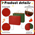 100 Pcs Christmas Gift Bags Red Green Kraft, 16 x 12 x 6 Inch