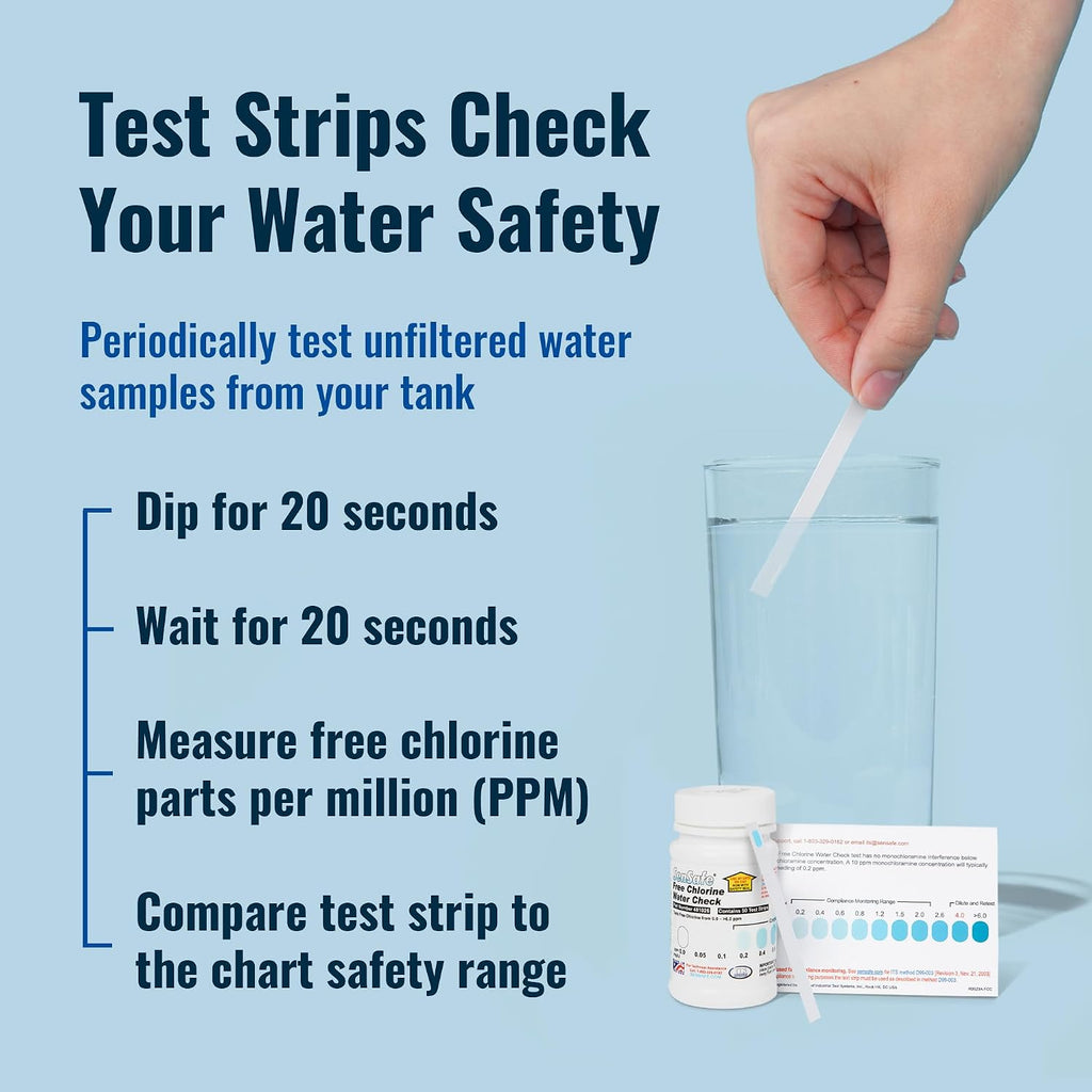 Drinking Water Essentials Kit - 200 Aquatabs Water Purification Tablets + 50 Chlorine Test Strips - for Boat and RV