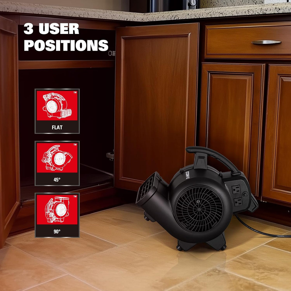 Air Mover Blower Fan 950 CFM with Timer, Floor Fan EMAM1090A | 3 Speeds, 3 Drying Angles, Timer And Daisy-Chain