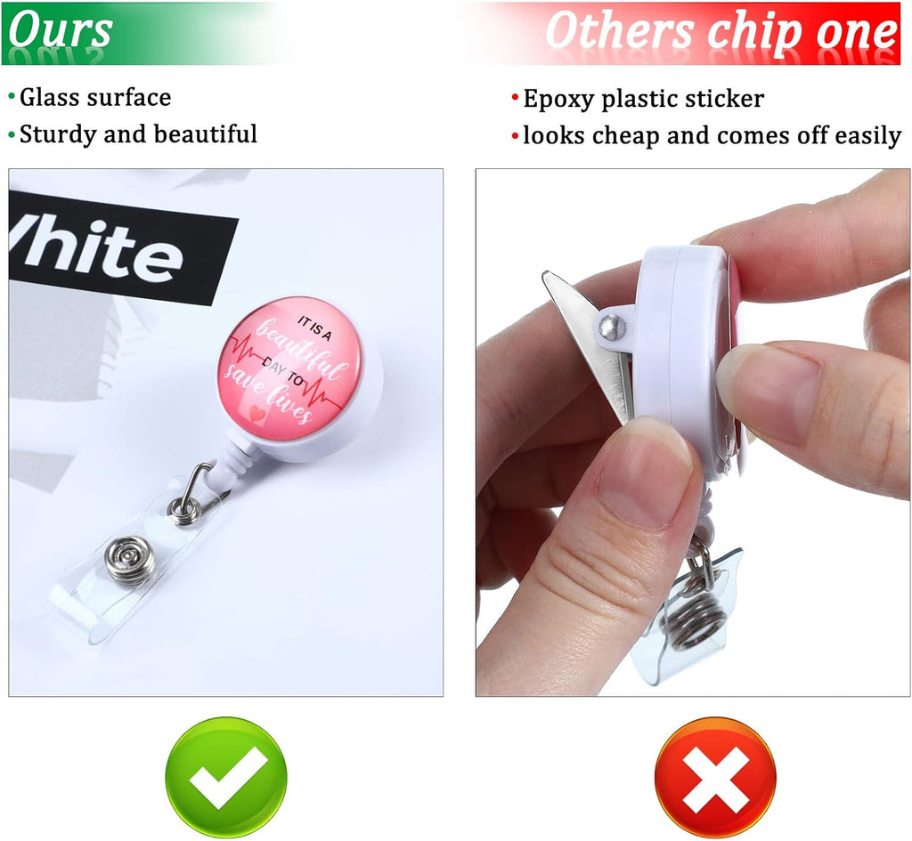 Nurse Badge Holder Reel Retractable, 6 Pieces Holder ID Badge Reel Alligator Clip Cute Funny Work Name Tag ID Card