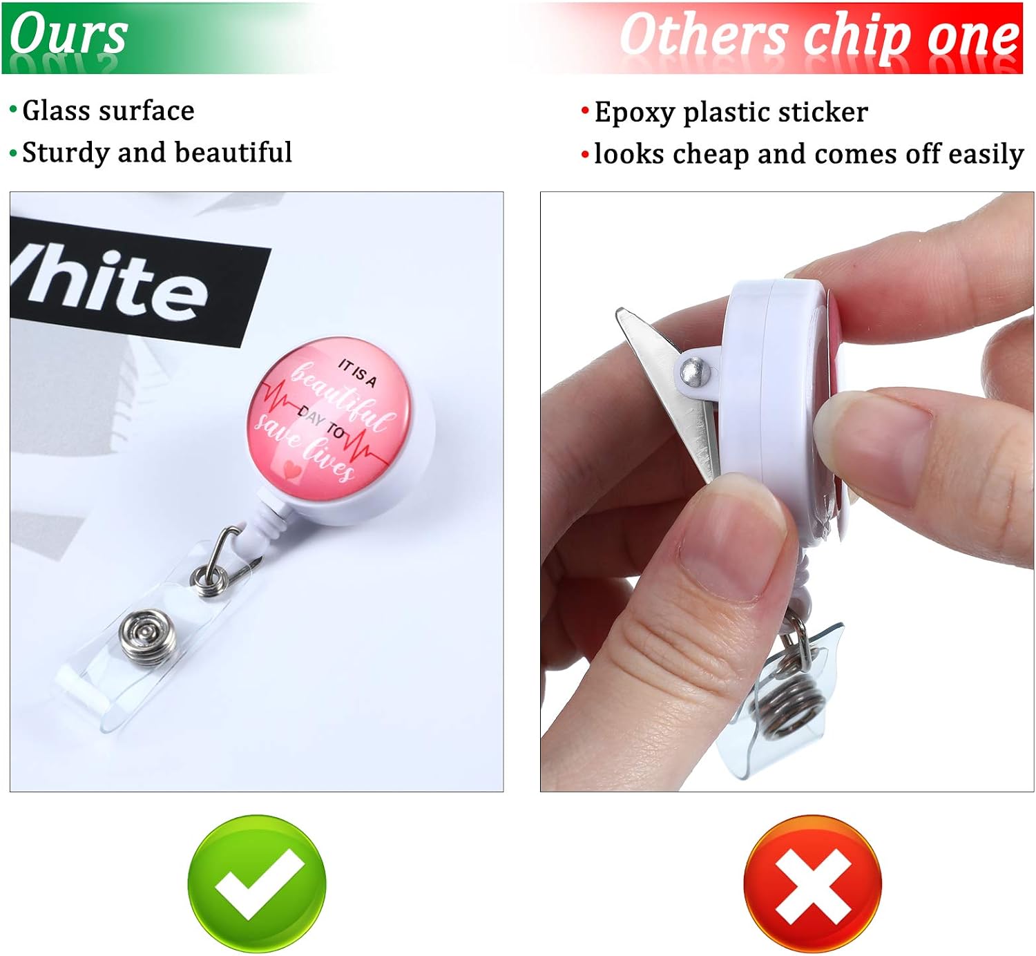 Nurse Badge Holder Reel Retractable, 6 Pieces Holder ID Badge Reel Alligator Clip Cute Funny Work Name Tag ID Card
