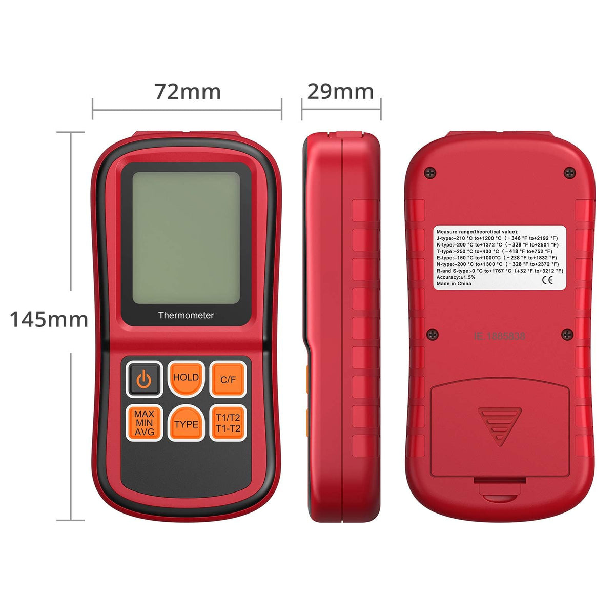 KAMTOP Dual Channel Thermocouple Thermometer, K-Type Temperature Meter