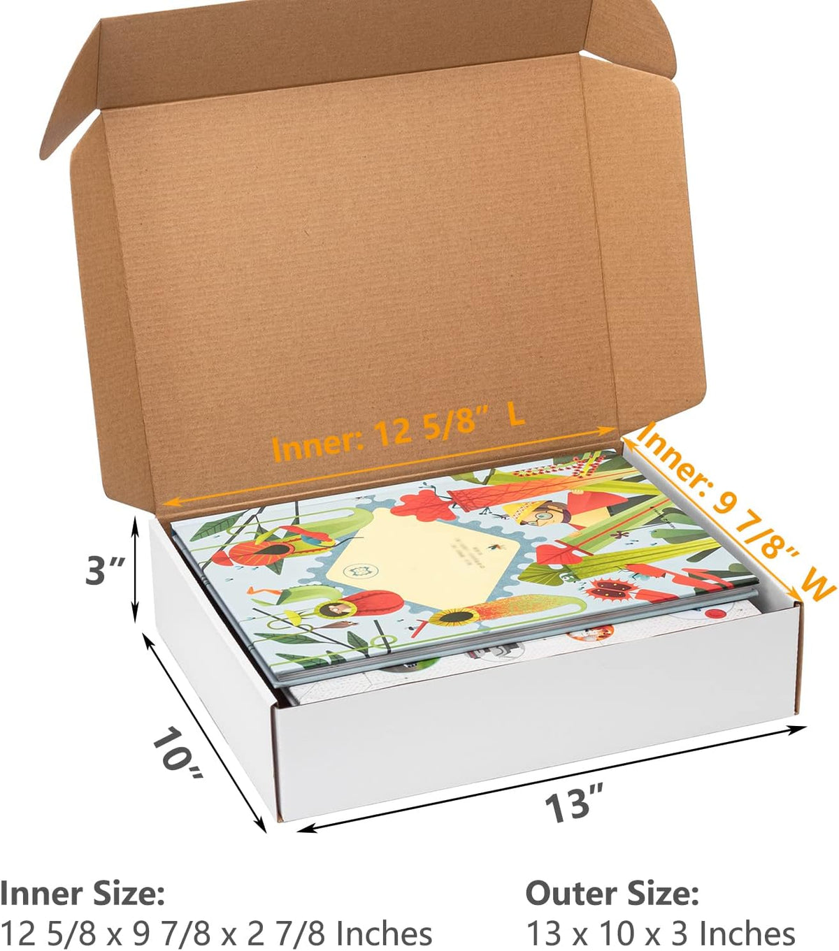 Shipping Boxes 13x10x3 Inches 20 Pack White Corrugated Cardboard Mailing Box for Small Business, Tab Locking