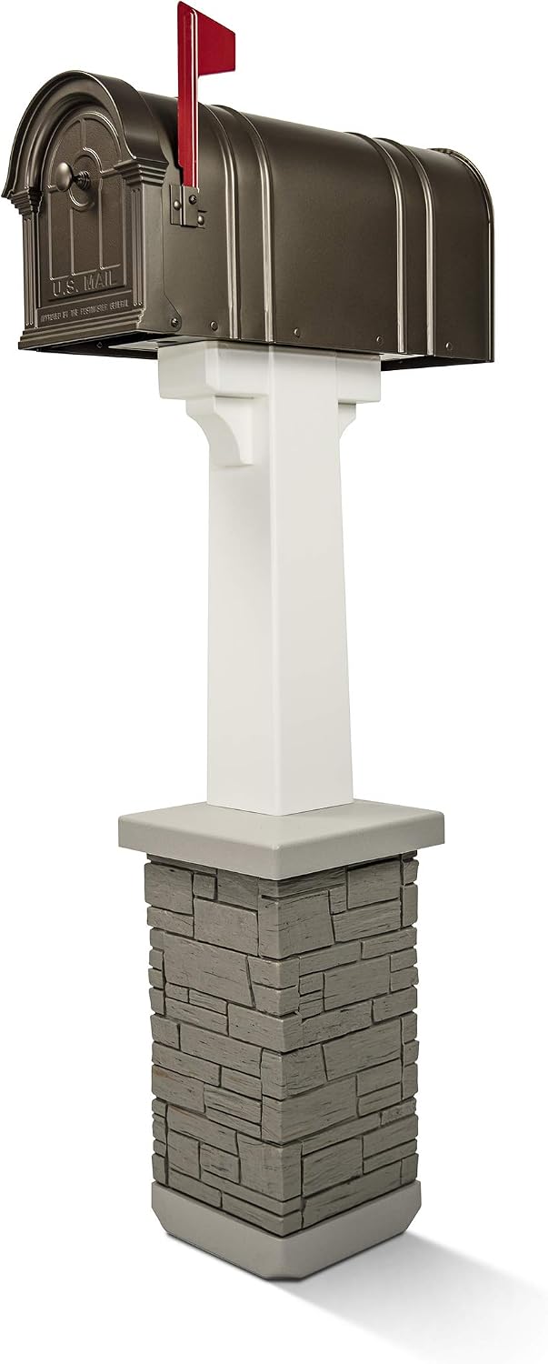 Premium Mailbox Post Set Pedestal Classic White