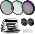 49mm Variable ND + CPL + UV Filter Kit (3 Pack), Multicoated Neutral Density (ND2-400) Circular Polarizer Camera Lens