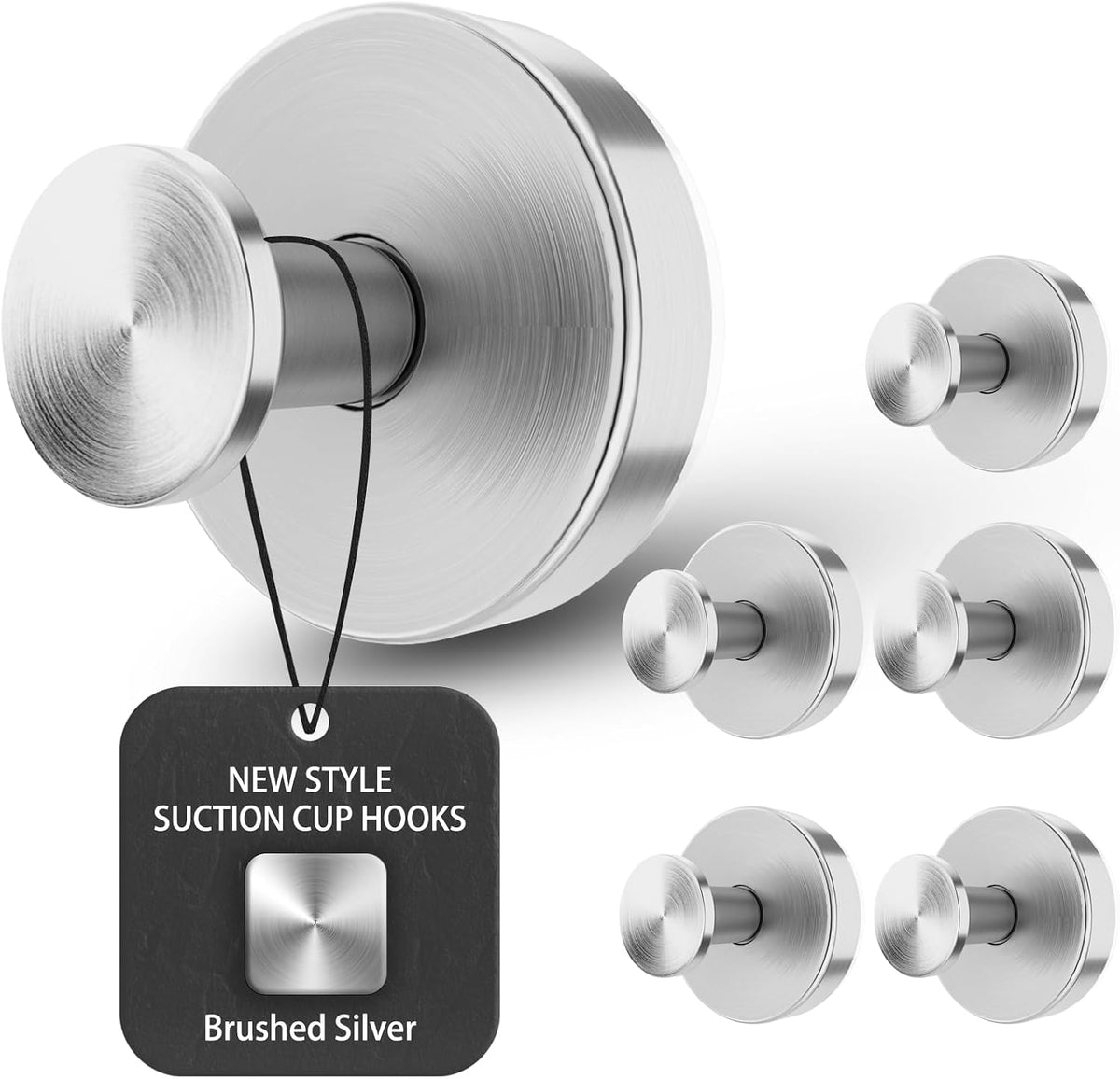 BKV Suction Cup Hooks for Shower,Brushed Nickel,6 Pack