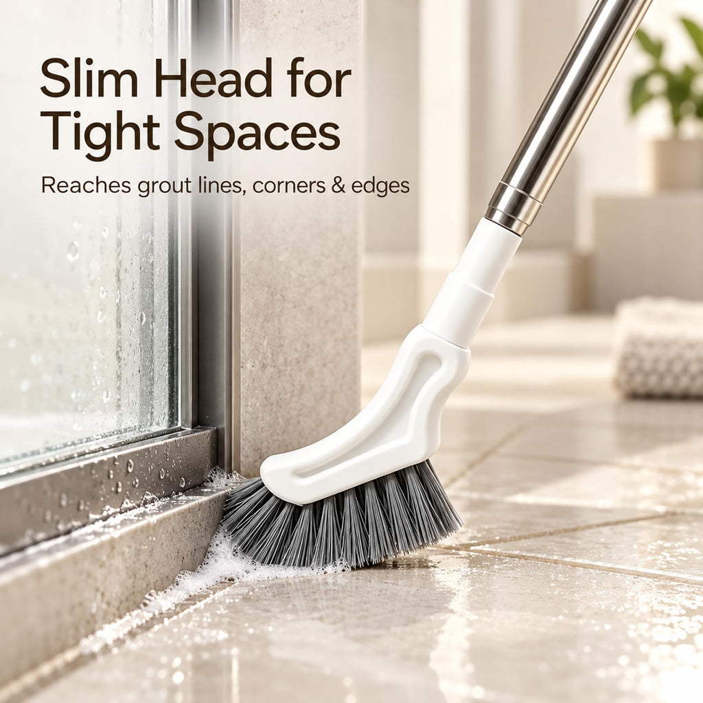 Extendable Long Handle Floor Scrub Brush, Crevice Cleaning Brush