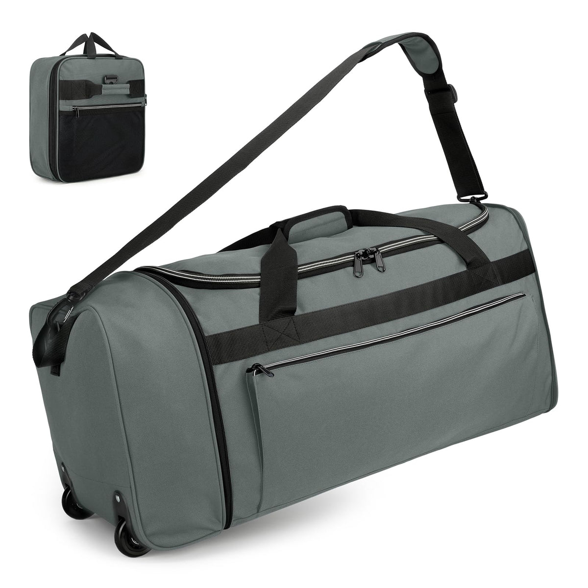 130L Foldable Rolling Duffle Bag with Wheels
