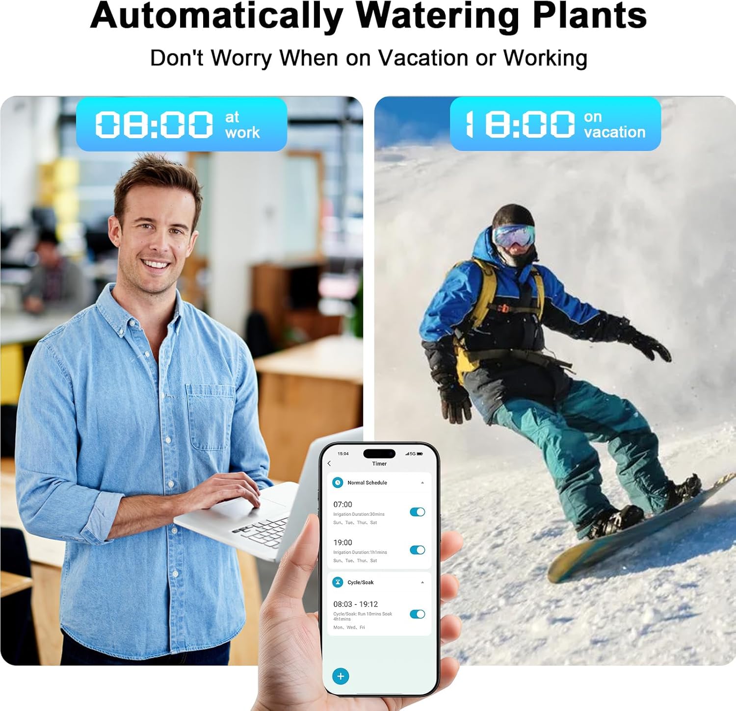 WiFi Water Timer with Brass Inlet, 1 Zone Smart Sprinkler Timer for Garden Hose Faucet, Hose Timers with Up to 20