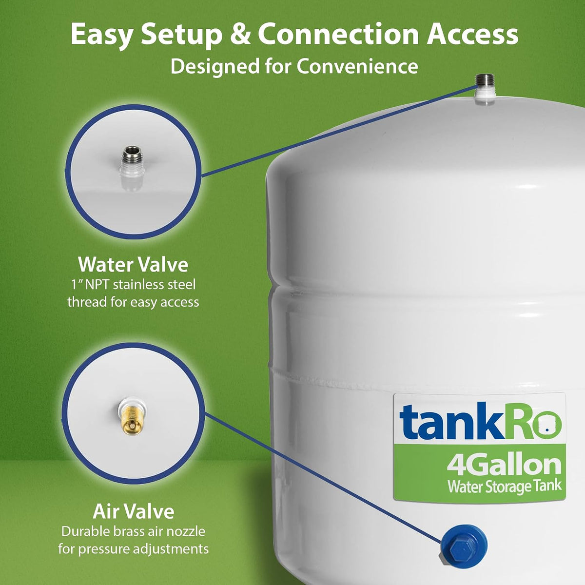 TankRo RO132-TNK Reverse Osmosis Water Storage Tank, 4 Gallon, White