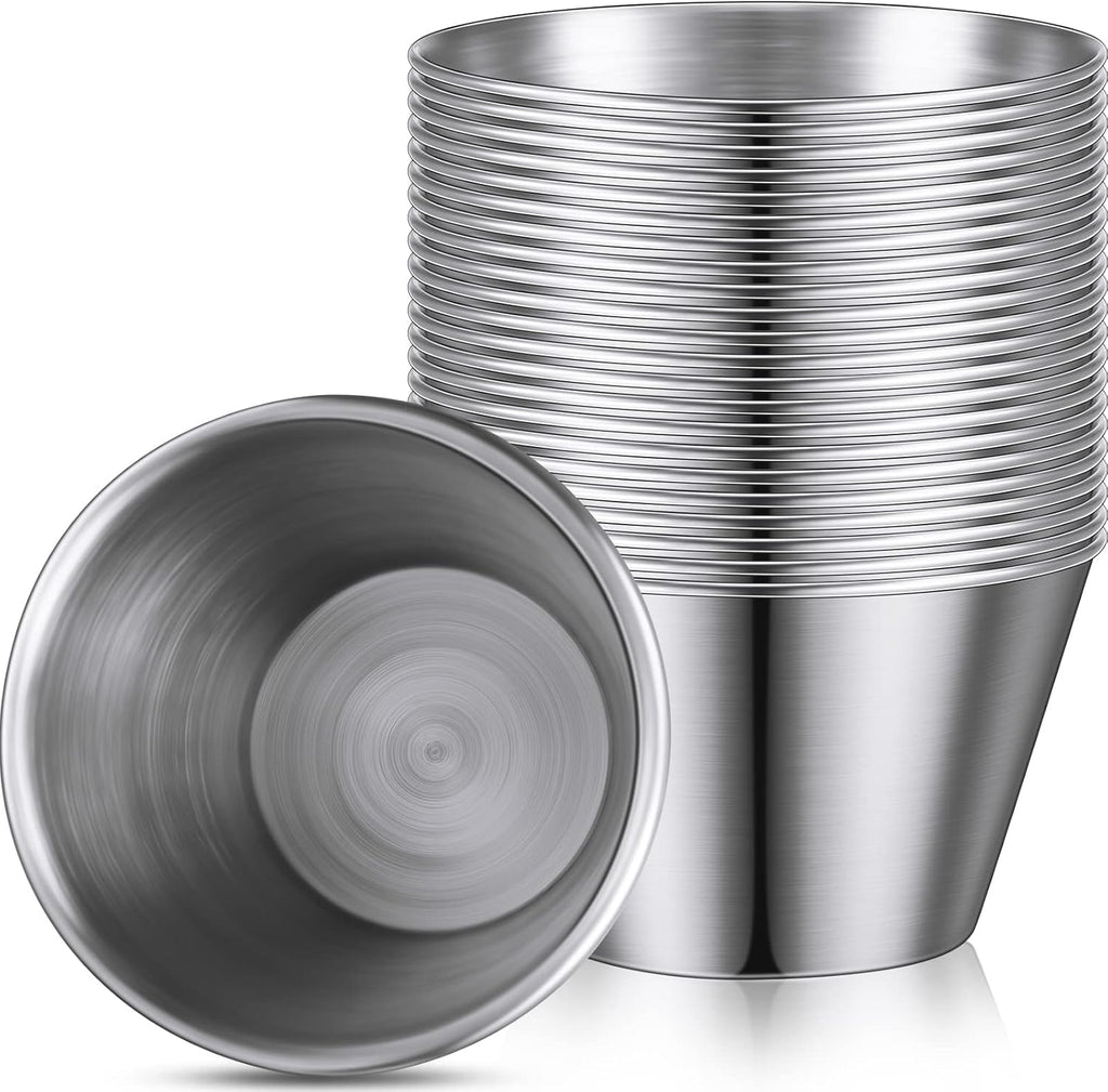 36 Pieces 5.5 oz Ramekins Stainless Steel Condiments Cups Metal Dipping Sauce Cups for Drinking Butter Ice Cubes