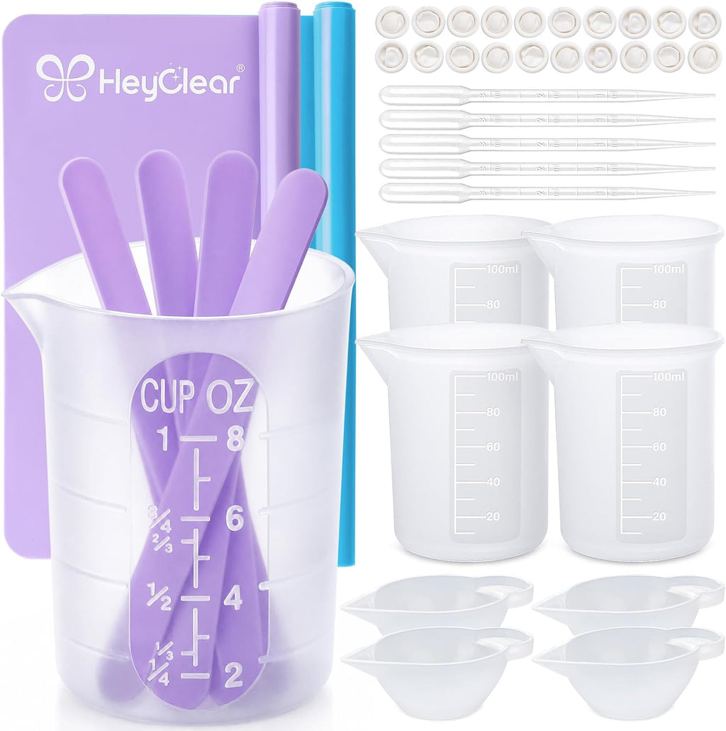 Silicone Measuring Cups Kit for Epoxy Resin 250&100ml Mixing Cups