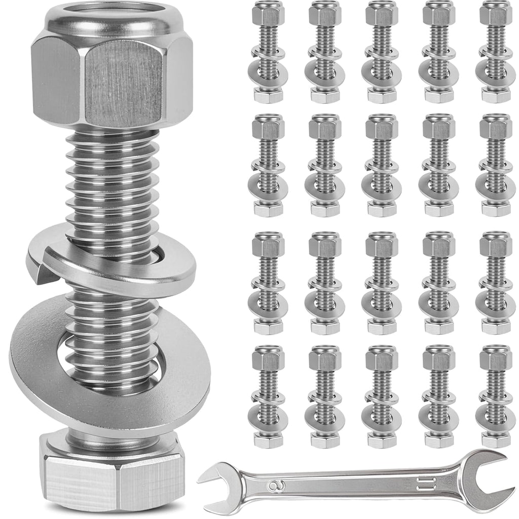 20Pack 1/4-20x1 Hex Head Screw Bolt,304 Stainless Steel