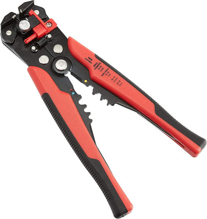 Self-Adjusting Wire Stripper and Crimping Tool, Strips 10-24 AWG, Black/Red