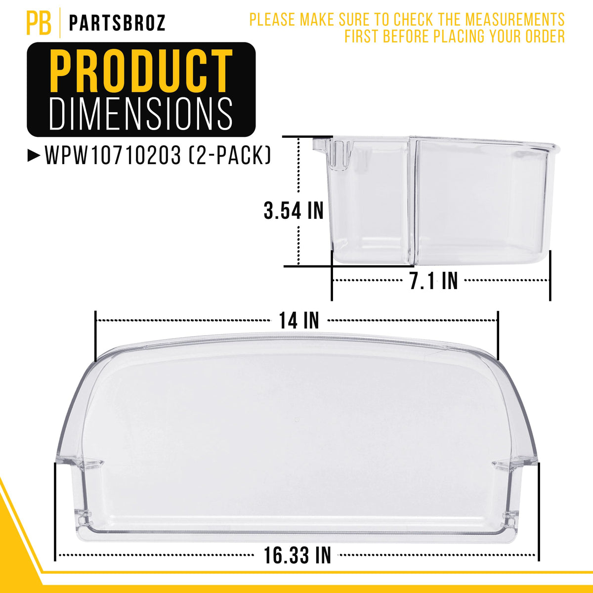 Refrigerator Door Bin for Whirlpool WRS586FLDM01 (2-Pack)