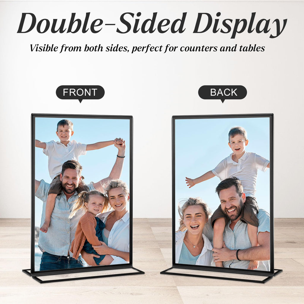 10 Pack Acrylic Sign Holders 4x6 Black Picture Frames