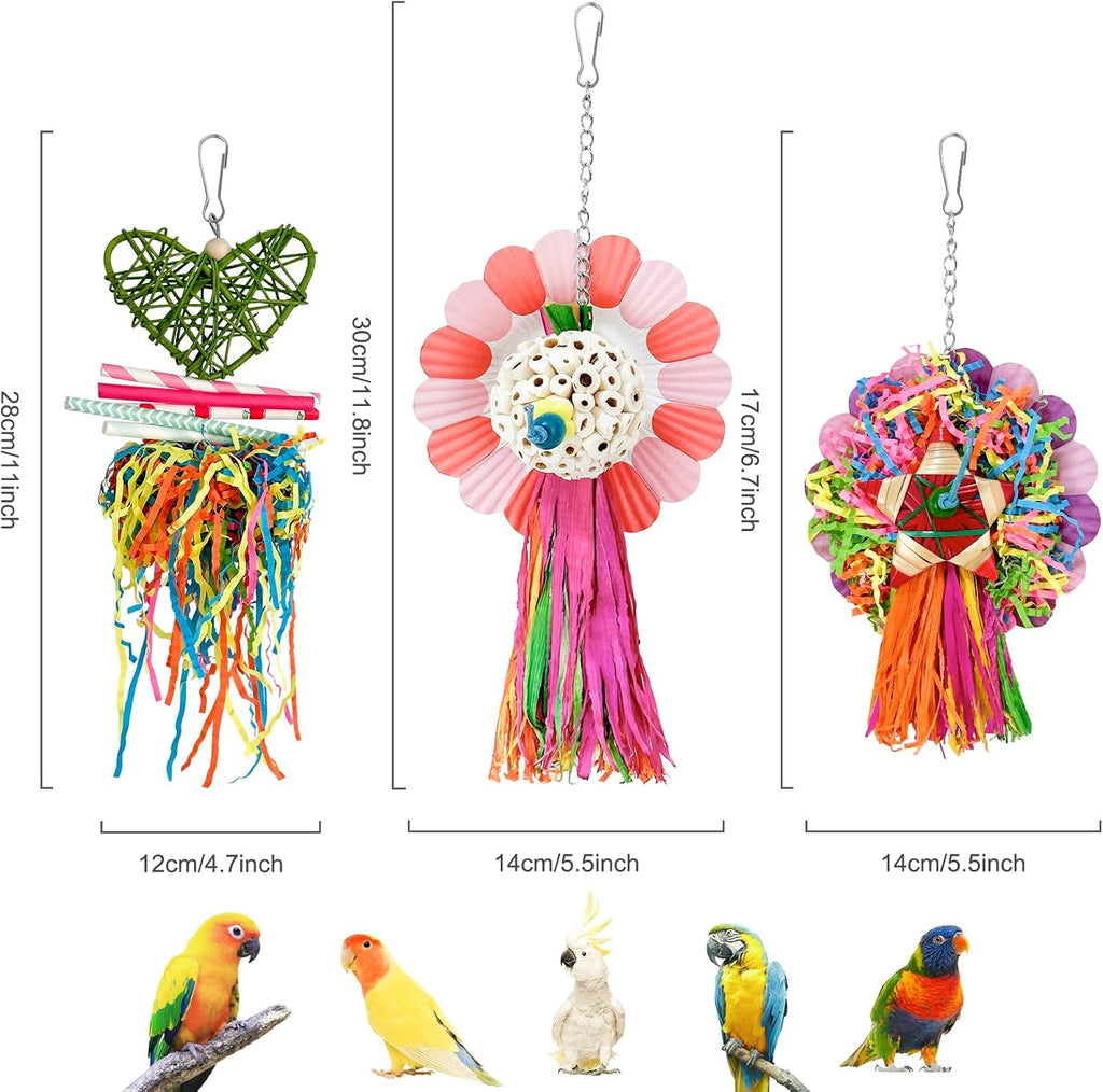 Bird Toys, 3PCS Natural Corn Cob Bird chew Toys Bird Foraging Toys for Small Medium Parrots, Conures, Cockatiel