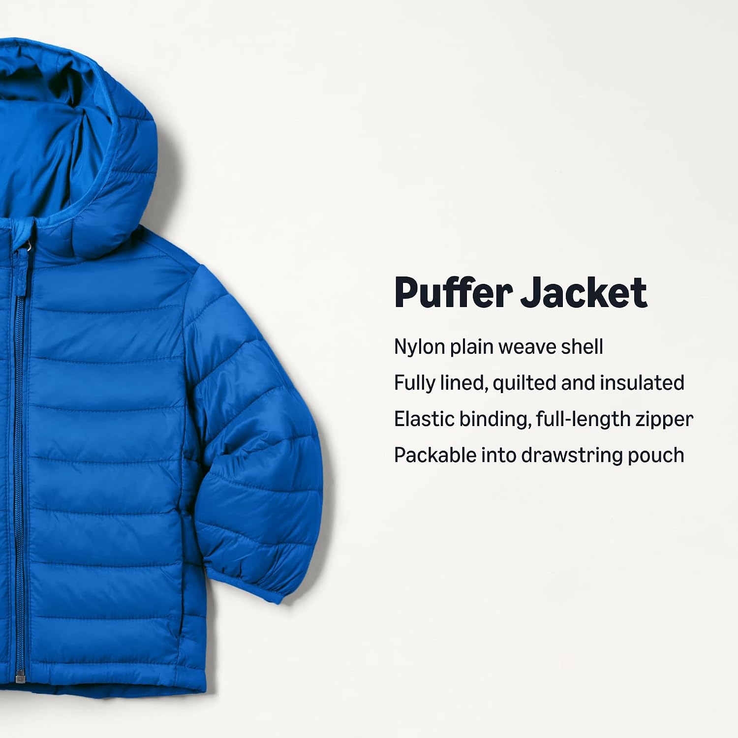 Boys and Toddlers' Lightweight Water-Resistant Packable Hooded Insulated Puffer Jacket