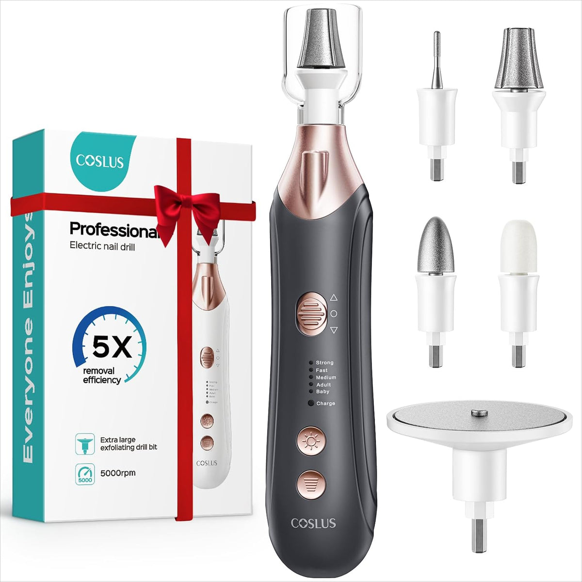 C43 Professional Manicure Pedicure Kit, Upgrade Wider Grinder, Gray