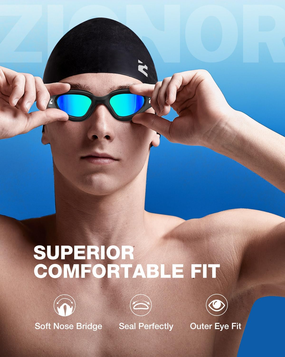 Swim Goggles Adult, G1 Air Anti-Fog UV Protection, Leakproof Comfortable Fit for Adult Men Women, Includes Swim Cap