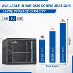 9U Wall Mount Server Cabinet with Lockable Door Heavy Duty IT Network Rack Enclosure for Data Centers & Network Equipment
