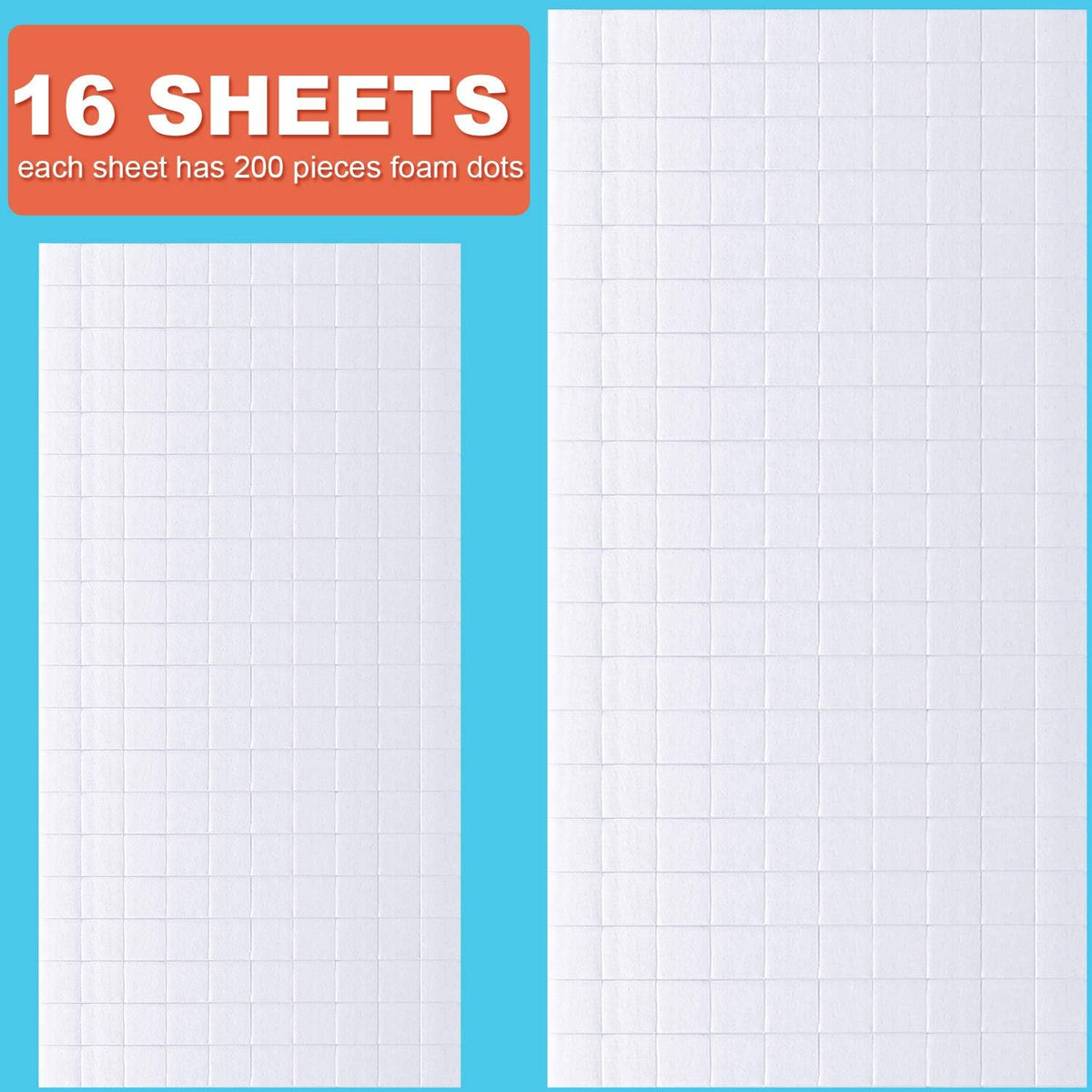 500 Pcs Foam Strips with Adhesive, Dual Sided Foam Tapes, 2 Size