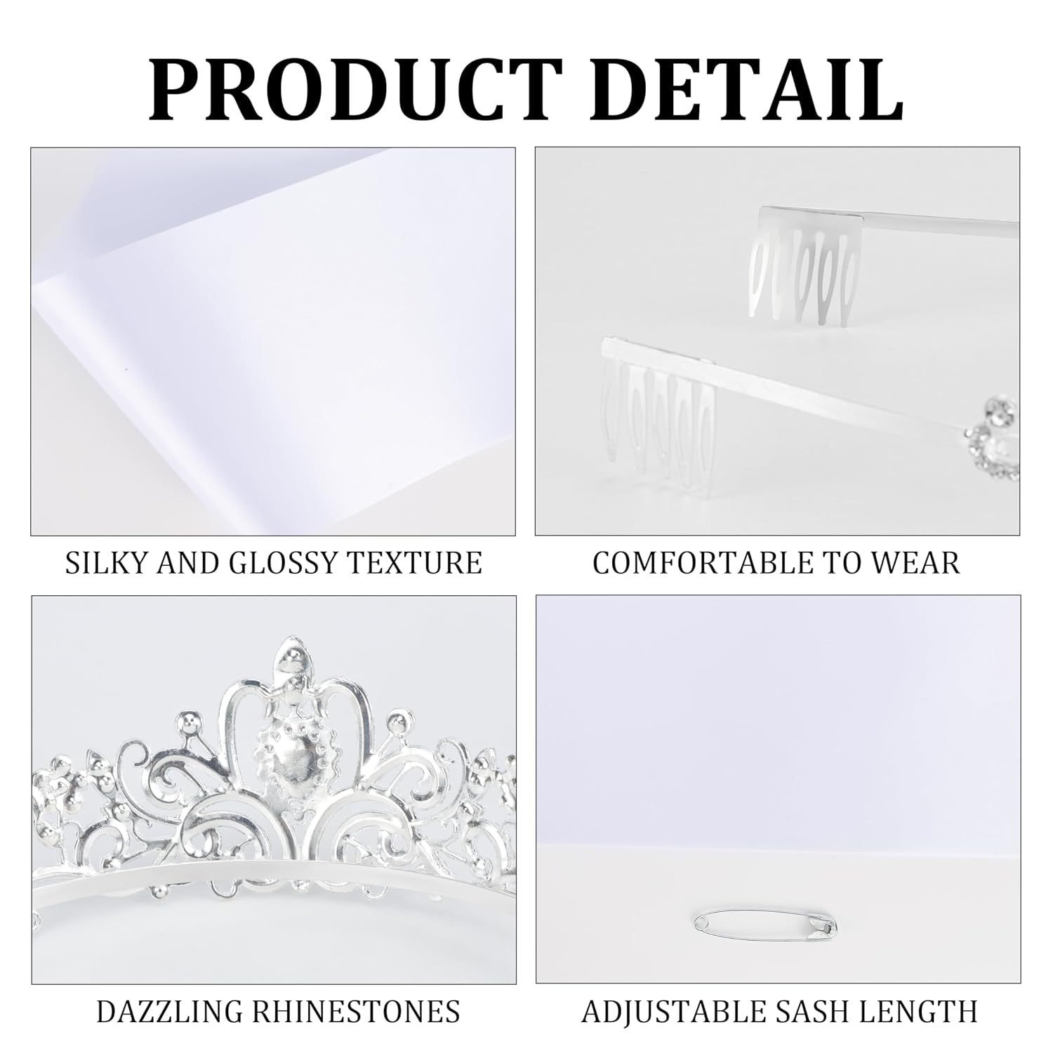 Custom Sash with White Blank Satin Sash For Women Girls Birthday Prom Pageant Bride to Be Sash and Tiara Make Your Own