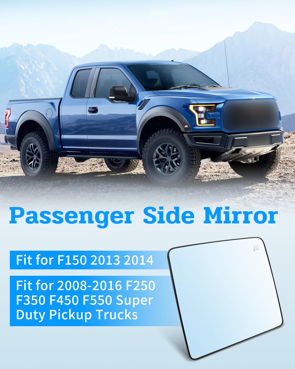 Passenger Side Mirror Fit for Ford Super Duty Pickup Truck