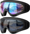 Ski Goggles, 2 Pack Snow Goggles Snowboard Goggles for Men Women Kids | UV Protection Foam Anti-Scratch Dustproof