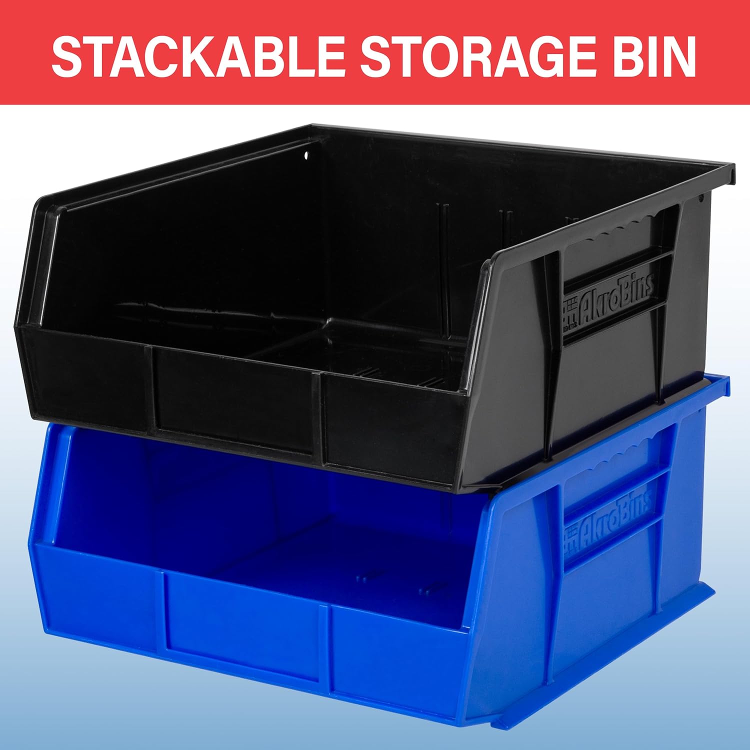 30235 AkroBins Plastic Storage Bins, 11"x11"x5", Clear, 6-Pack | Space-Saving Stackable Bins for Garage, Pantry